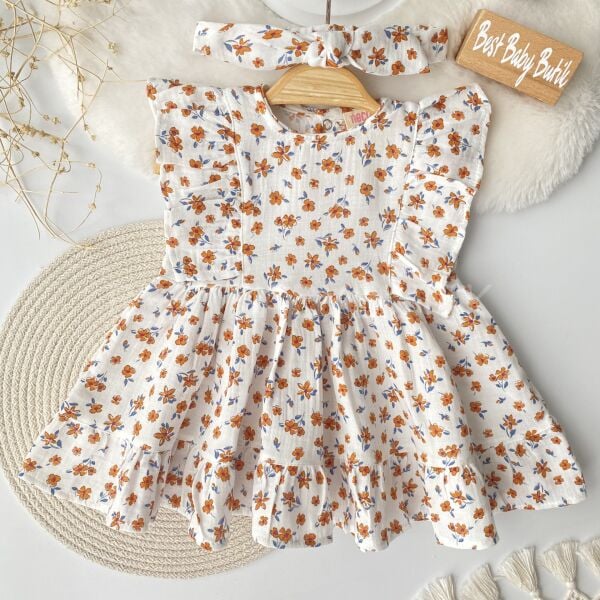 Mine Çıtır Çiçekli Müslin Elbise (Bandanalı)