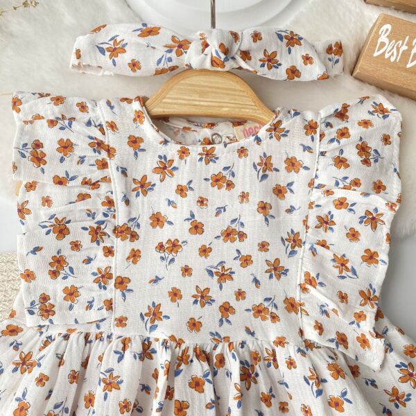 Mine Çıtır Çiçekli Müslin Elbise (Bandanalı) 18-24 AY