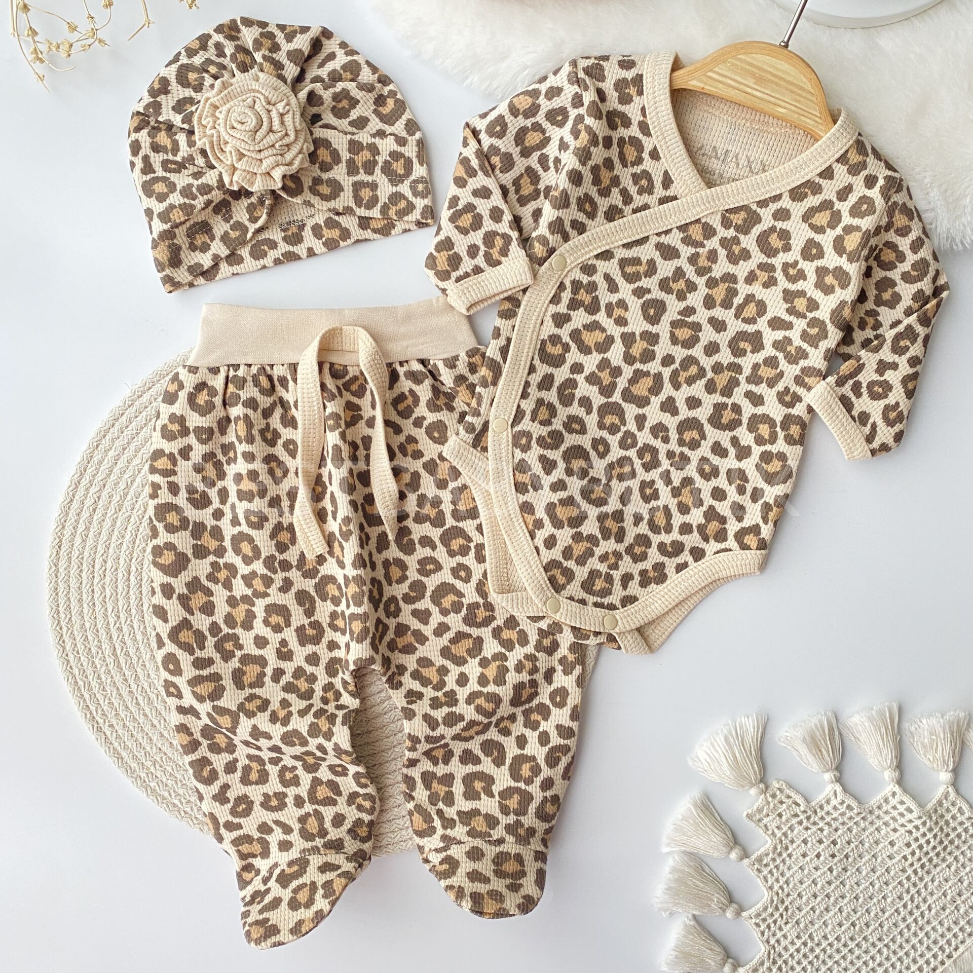 Leopar Desenli Zıbınlı 3’Lü Takım