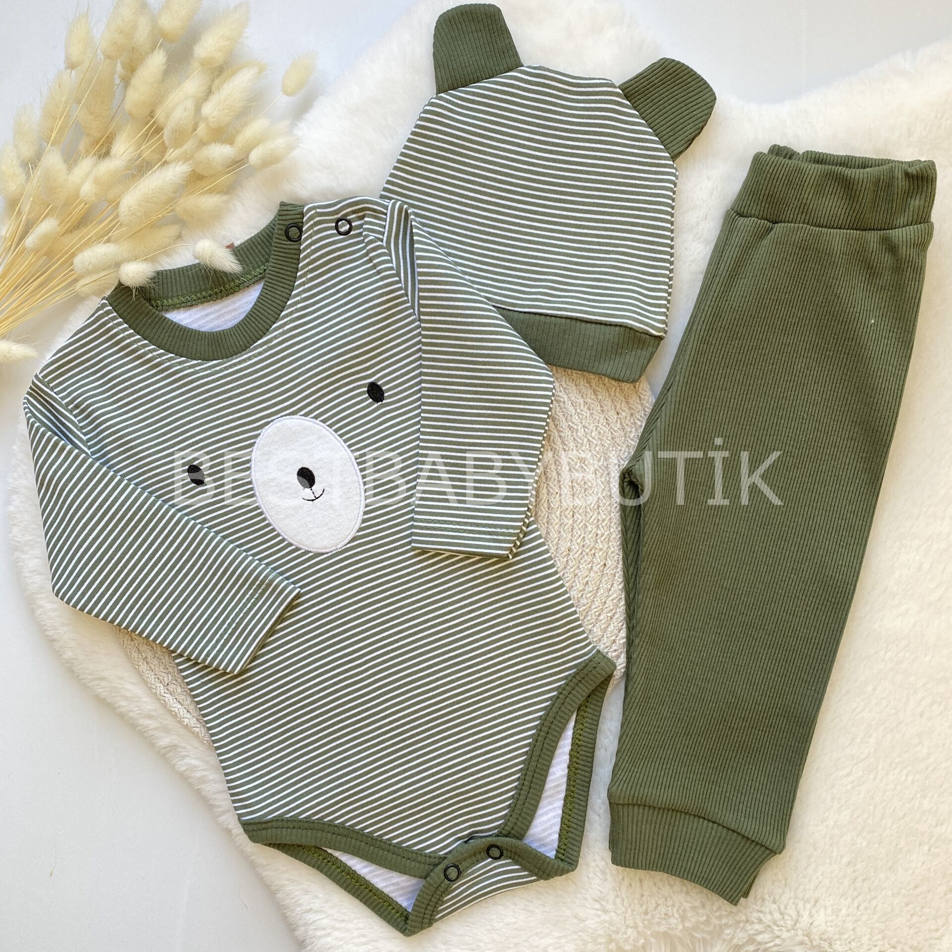 BEAR ÇİZGİLİ KAŞKORSE BERELİ 3 PARÇA TAKIM