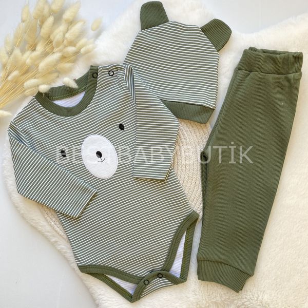 BEAR ÇİZGİLİ KAŞKORSE BERELİ 3 PARÇA TAKIM