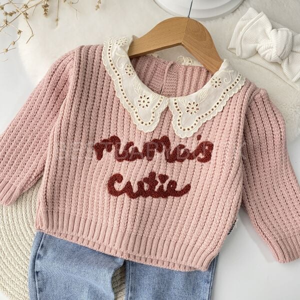 Mamas Cutie Nakışlı Fisto Yakalı Triko Kot Pantolonlu Takım