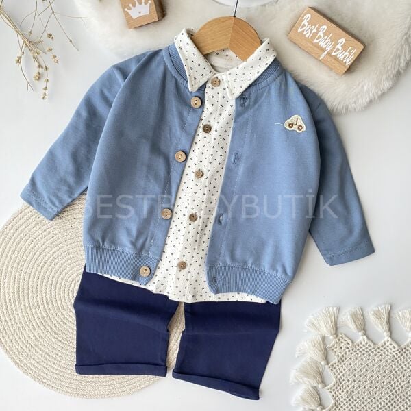 Araba Armalı Hırkalı 3’Lü Pamuklu Takım