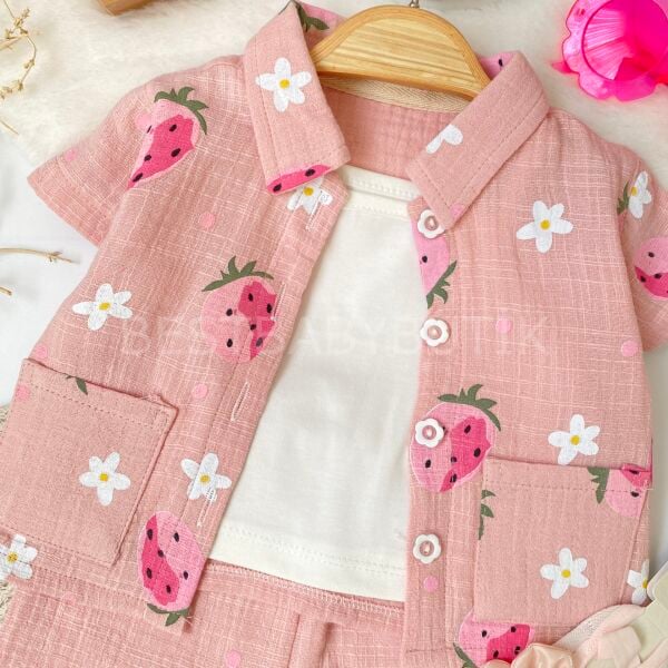 Çilekli Oversize 3’Lü Takım 12-18 AY