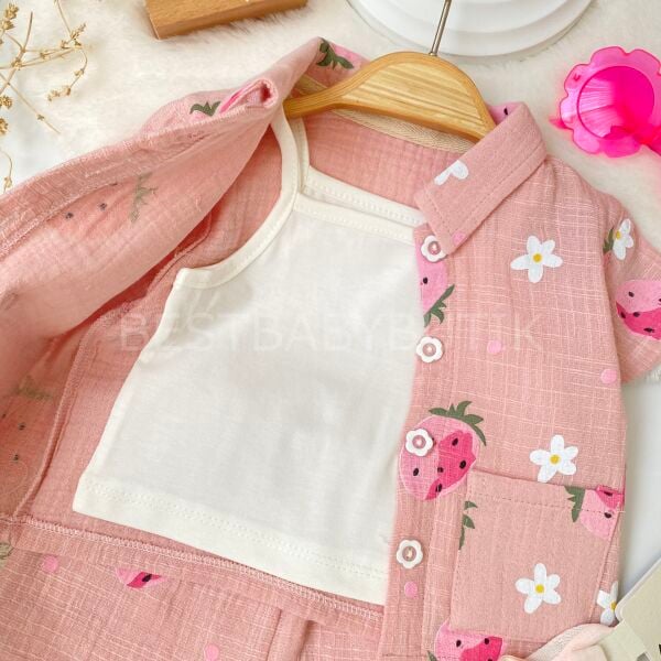 Çilekli Oversize 3’Lü Takım 12-18 AY