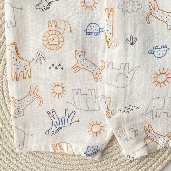 Safari Nakışlı Müslin 2’Li Barbatöz Tulum 3-6 AY