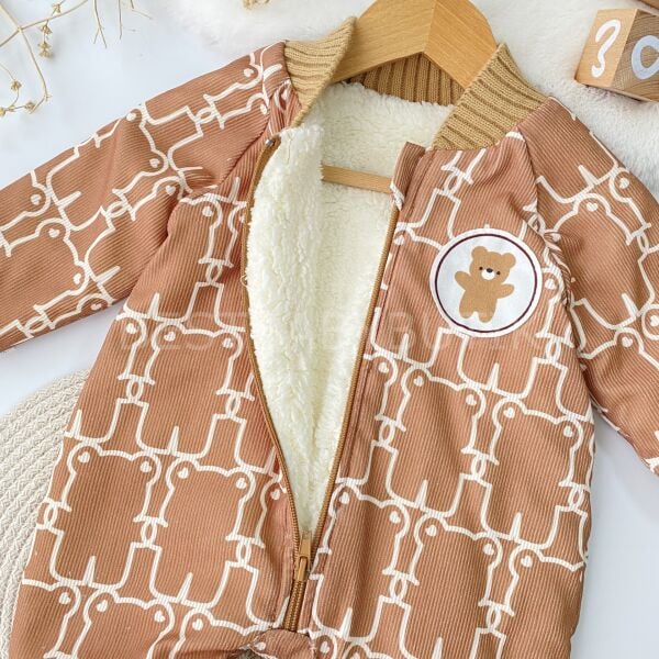 Ayıcık Bombo Peluş Welsoft Örgü Detaylı Kışlık Tulum