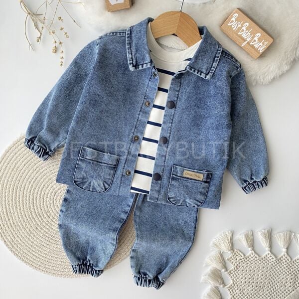 Foya Çizgi Badili Cepli 3’Lü  Kot Takım