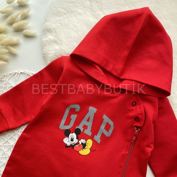 GAP YAZI MASKILI MİCKEY MAUSE KAPŞONLU TULUM