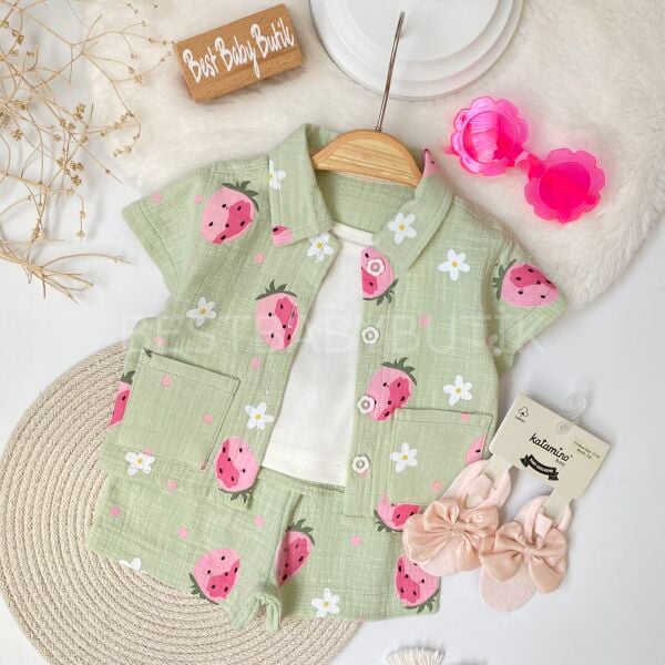 Çilekli Oversize 3’Lü Takım